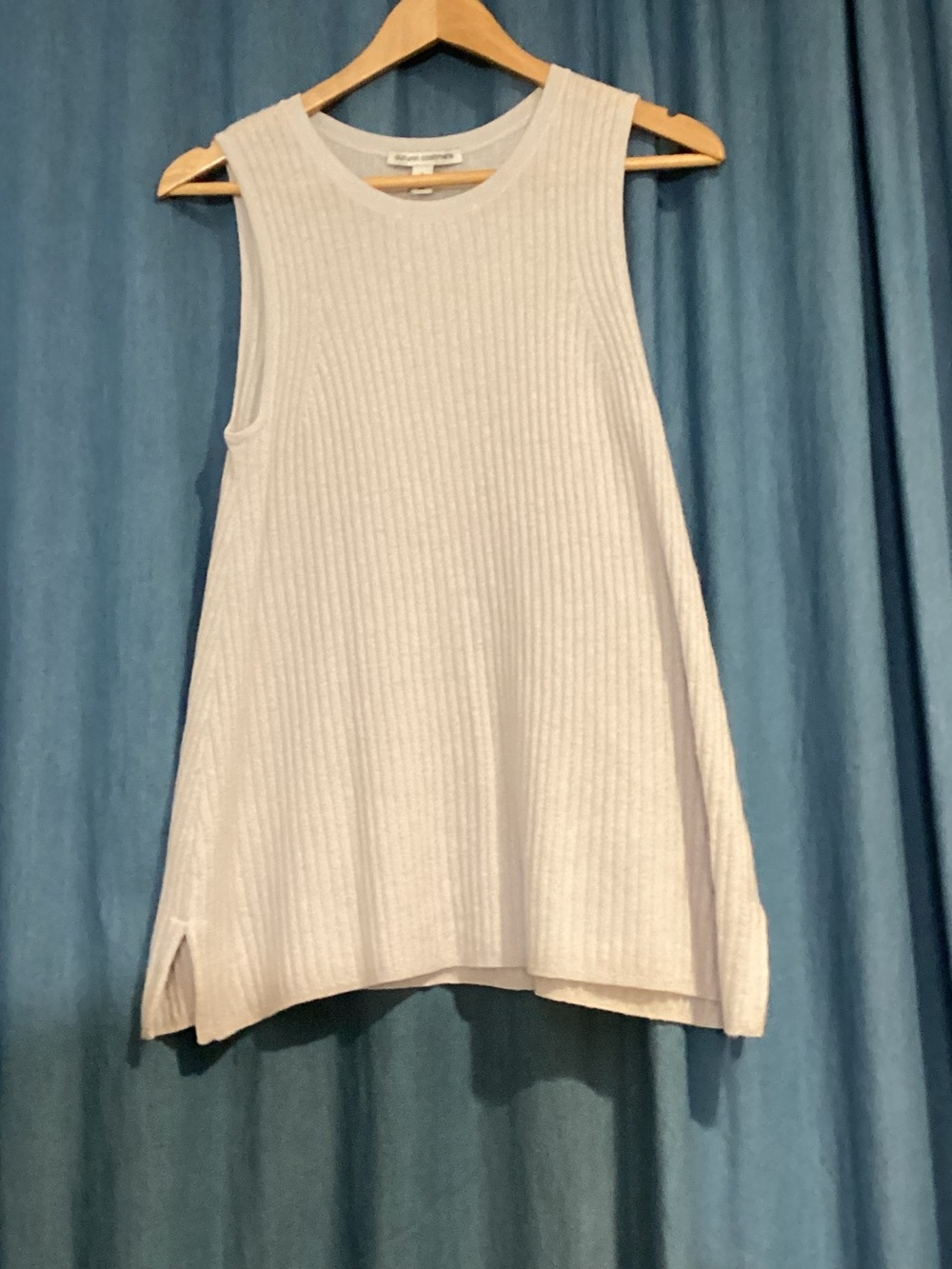 Autumn Cashmere Ribbed A-Line cashmere long Tank Top - light gray Sz S